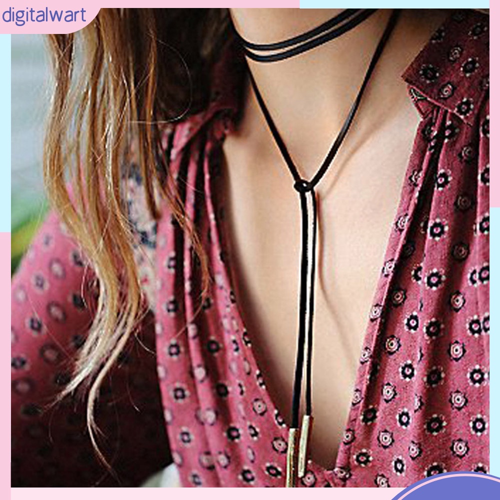 Vòng Cổ Choker Da Nhân Tạo Màu Đen Phong Cách Boho Quyến Rũ