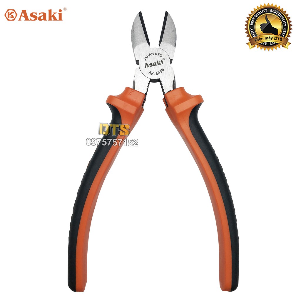 Kìm cắt kiểu Mỹ Asaki A+cut Tech 8 inch/ 200mm, thép High Carbon độ cứng cao