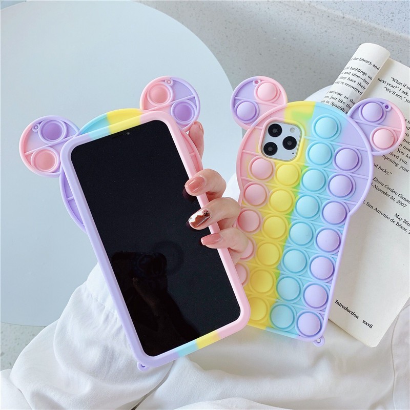 iPhone 11 Pro Max / iPhone12 / iPhone X / iPhone 7 Plus / iPhone 8 / iPhone 6 / iPhone 11 decompression Rainbow Mickey anti-drop mobile phone case silicone soft shell