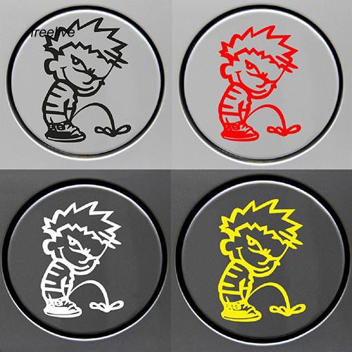 Giấy sticker hình cậu bé đang đáng yêu trang trí nắp bình xăng xe hơi