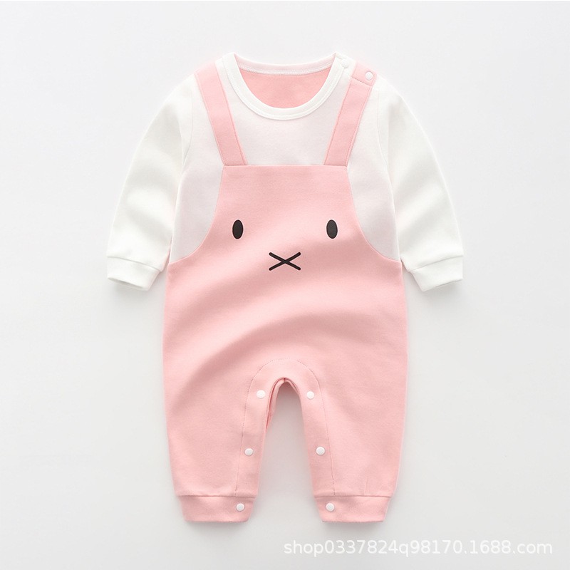 Dễ Thương Bộ Áo Liền Quần Tay Dài Vải Cotton Mềm Thoáng Khí In Hình Động Vật Hoạt Hình Đáng Yêu Cho Bé