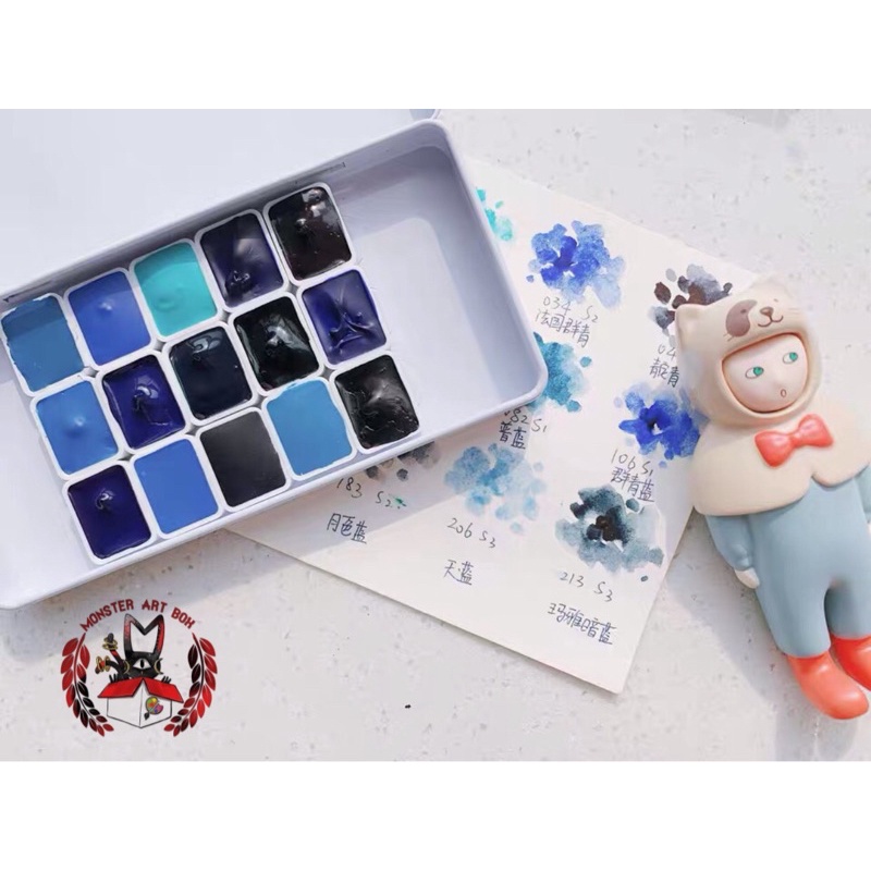Set màu nước tone xanh