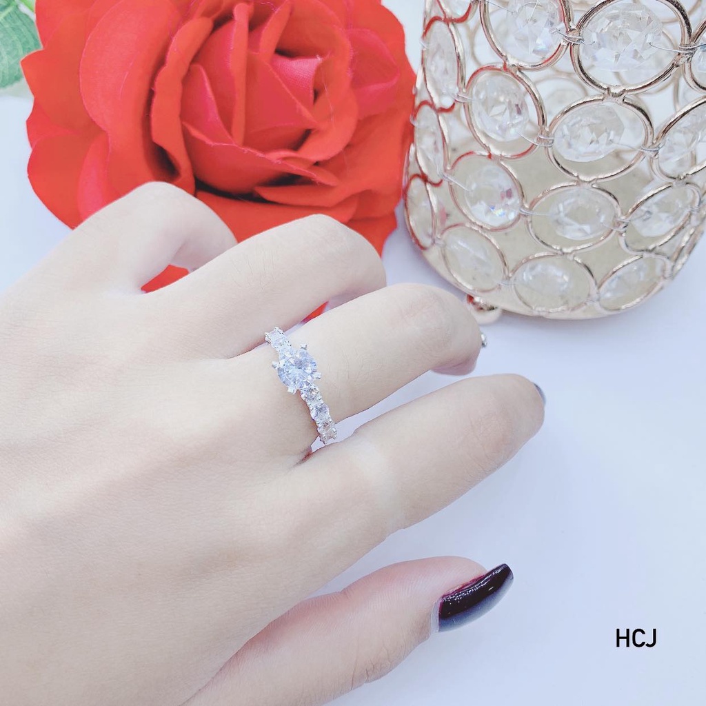 Nhẫn nữ , nhẫn nữ bạc cao cấp, thân viền đánh đá ,sáng lấp lánh