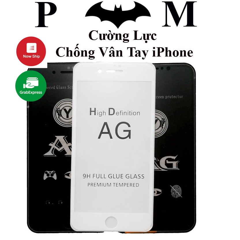 Kính cường lực full nhám chống bám vân tay dành cho game thủ iphone 6/6S/6Plus/6SPlus/7/7Plus/8/8Plus/X/XS/XR