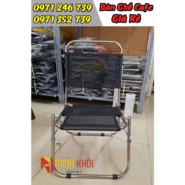 Ghế xếp cafe inox lưới dày 4.4