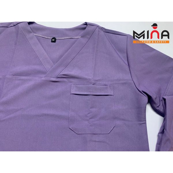 Bộ scrubs bác sĩ, quần áo y tế phẫu thuật - Màu Tím khoai môn (Có hình ảnh thực tế)