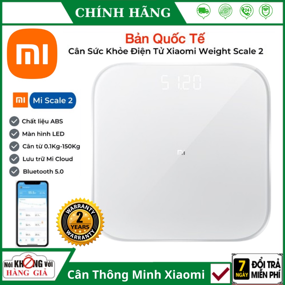 Cân Xiaomi , Cân Điện Tử Thông Minh Bluetooth Xiaomi Smart Scale Gen 2 - Kết nối thông minh - BH 2 Năm