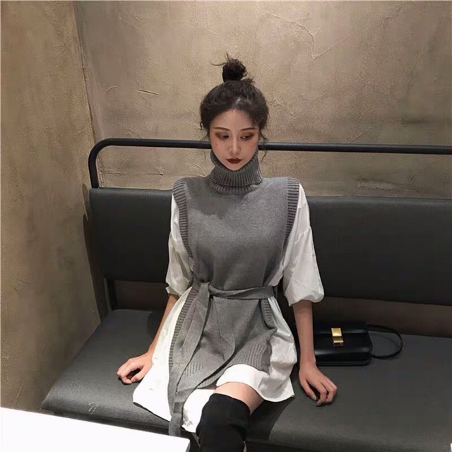 set váy len sơmi chảnh điệu