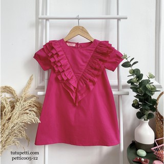 Đầm Summer Bé Màu Hồng Nổi Bật Cổ Viền TUTUPETTI