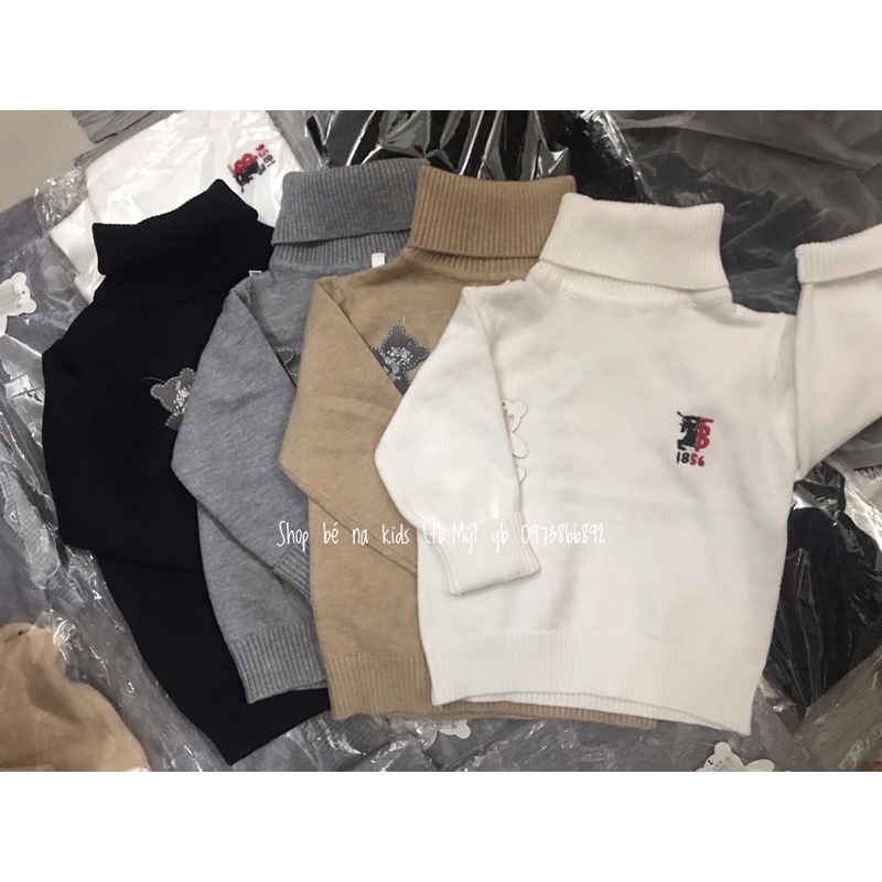 Áo len cổ lọ thêu chữ TB cho bé 8-20kg