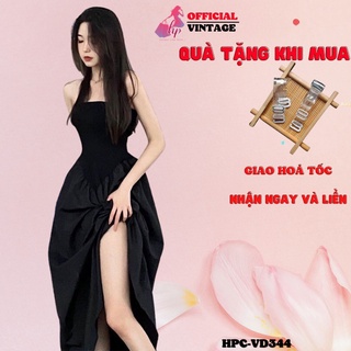 Đầm hai dây xoè, váy body phối thân dáng xoè màu đen sang chảnh dự tiệc hàn quốc mã VD344