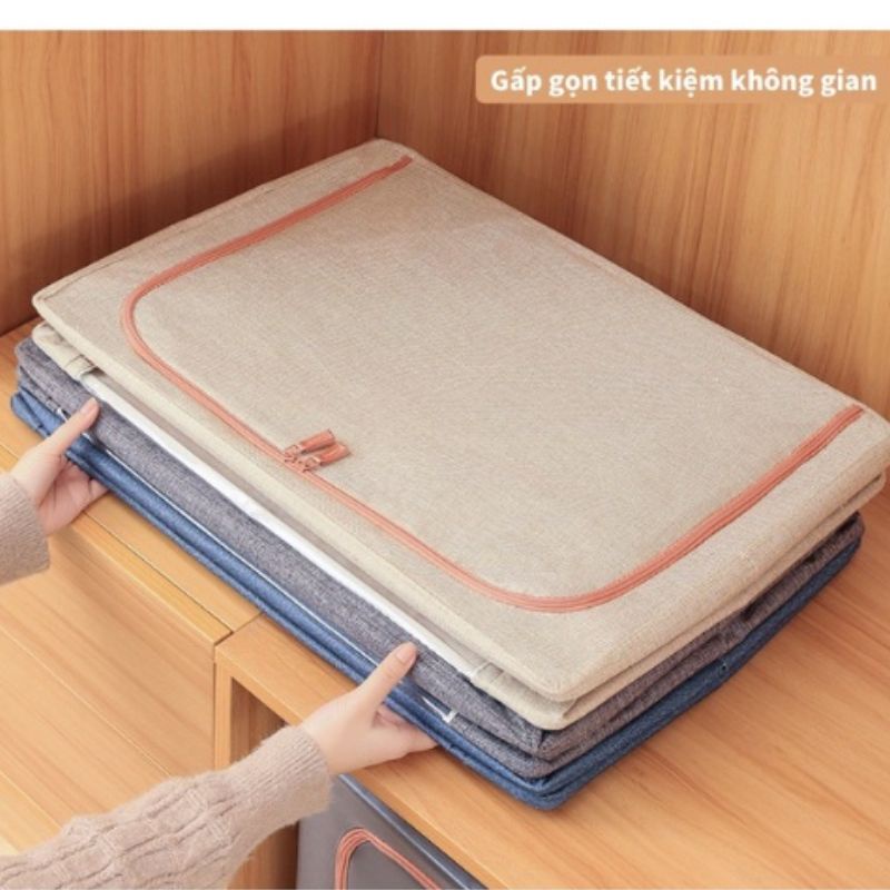Hộp Vải 4 Khung Thép 66L_100L Đựng Chăn Màn Quần áo Đồ Chơi Trẻ Em Vải Oxford 600D Bọc PVC Thùng Đựng Đồ Cỡ Lớn 66-100L