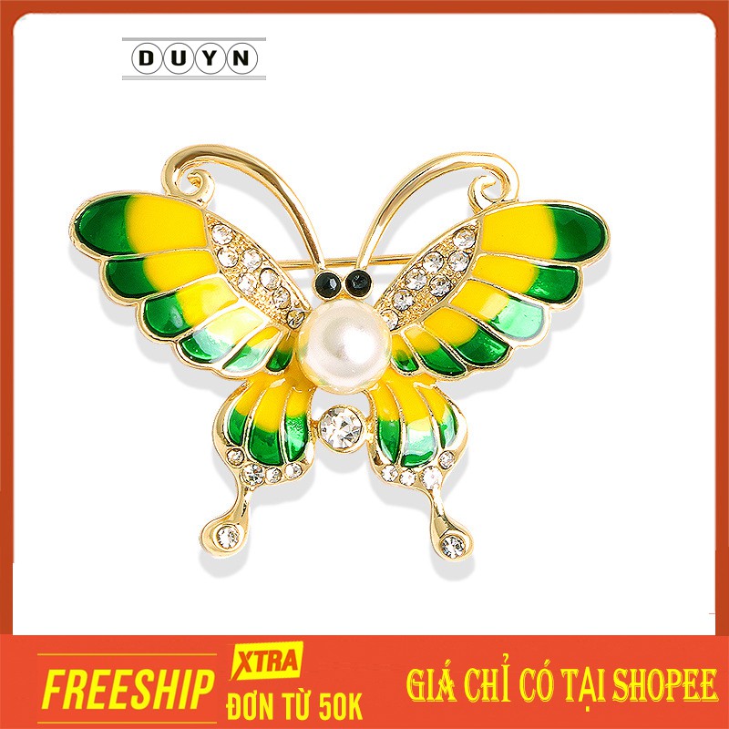 Trâm cài áo bươm bướm chóng lóa, kết hợp đá cùng ngọc trai siêu bền