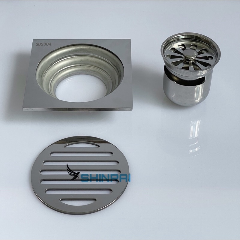 Ga Thoát Sàn , Phễu Thoát Nước Nhà Tắm INOX Đáy Thoát Lớn 5.5 Cm -  Đúc Nguyên Khối Dày 6m