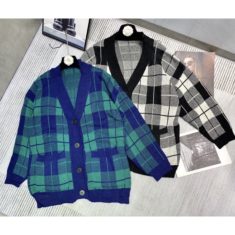[NEW]ÁO KHOÁC LEN CADIGAN KẺ CARO TO 0109 hàng Quảng Châu