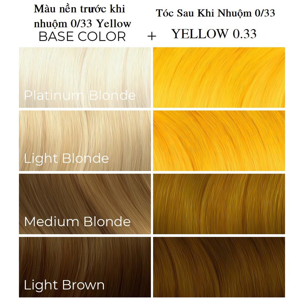 Thuốc Nhuộm Tóc Màu Vàng Chanh Yellow 0/33 Hair Dye Cream