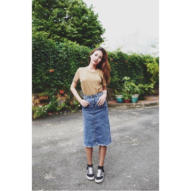 Nhập WAMS8 giảm 15%_ [CÒN ĐEN] Chân váy jean dài co dãn mạnh xẻ tà sau (ảnh thật) | BigBuy360 - bigbuy360.vn