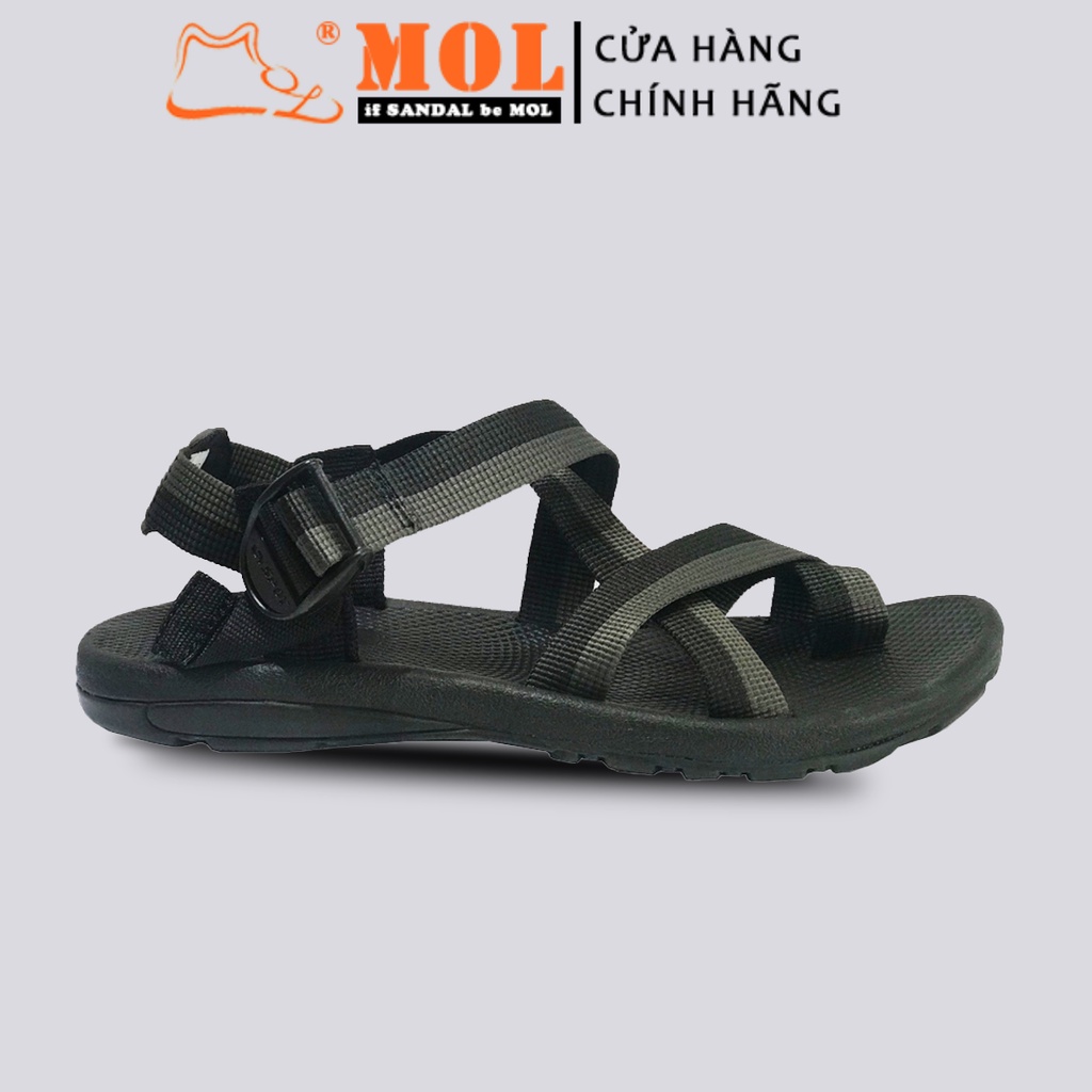 Sandal nam nữ unisex MOL xỏ ngón MS1167B màu đen