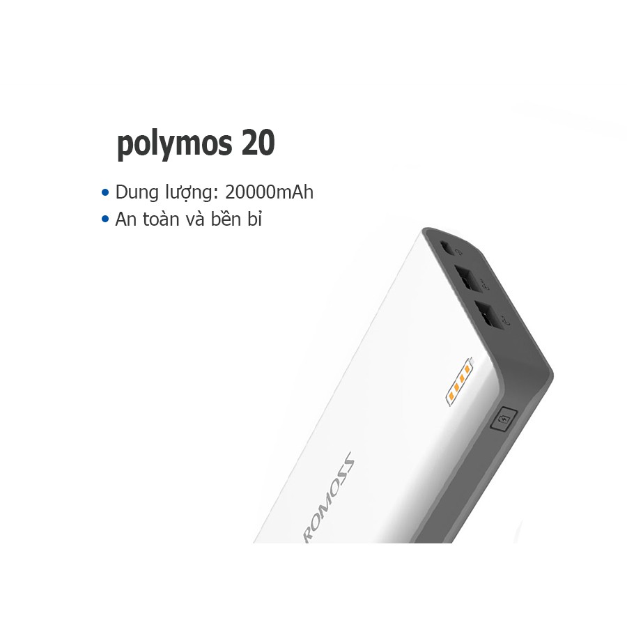 Pin sạc dự phòng ROMOSS Polymos 20000mAh (Trắng)