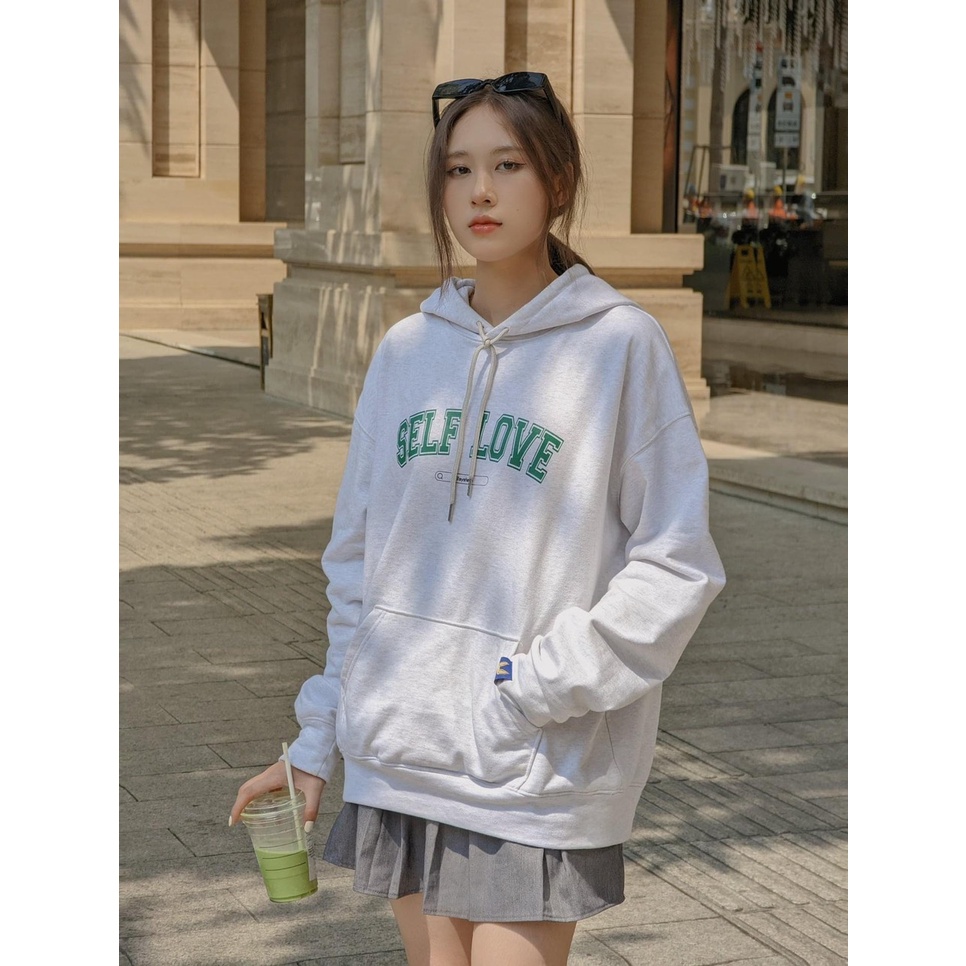 Áo khoác hoodie Kill System Selflove oversize có nón nam nữ, vải nỉ bông chân cua, nhiều màu phong cách unisex