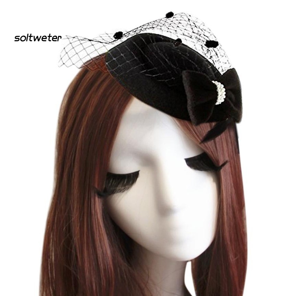 Kẹp Tóc Hình Nón Phối Lưới Đính Ngọc Trai Giả Thời Trang Cho Nữ