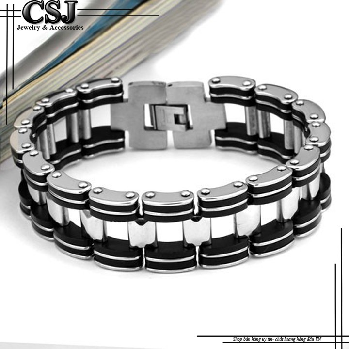 LẮC TAY INOX NAM KIỂU BÁNH XÍCH XE TĂNG CỰC TO ĐẸP không đen