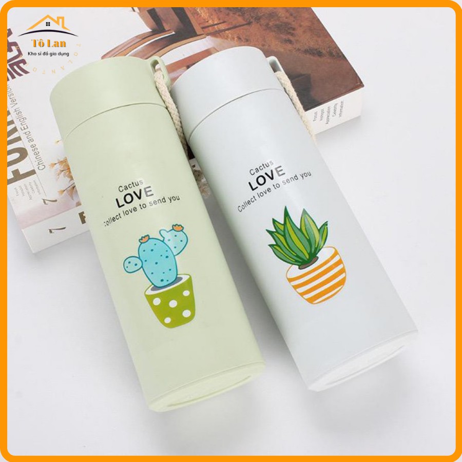 Bình Giữ Nhiệt Vỏ Nhựa Lõi Thủy Tinh / Bình Đựng Nước Xương Rồng 450ml | BigBuy360 - bigbuy360.vn