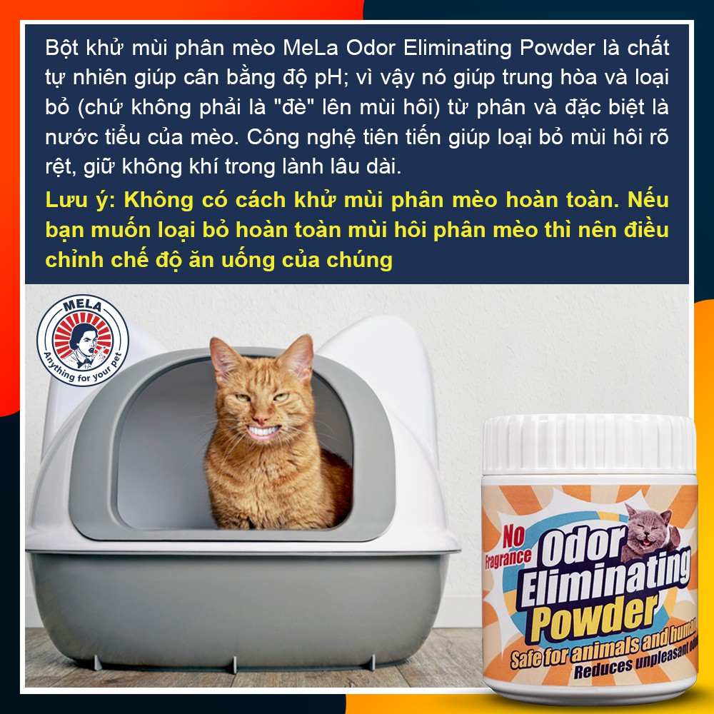 Bột khử phân mèo - Bột khử mùi cát mèo MELA ODOR ELIMINATING POWDER