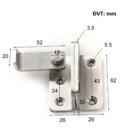 CHỐT CỬA KHÓA GÀI CÂY GẠT INOX 304 LOẠI LỚN