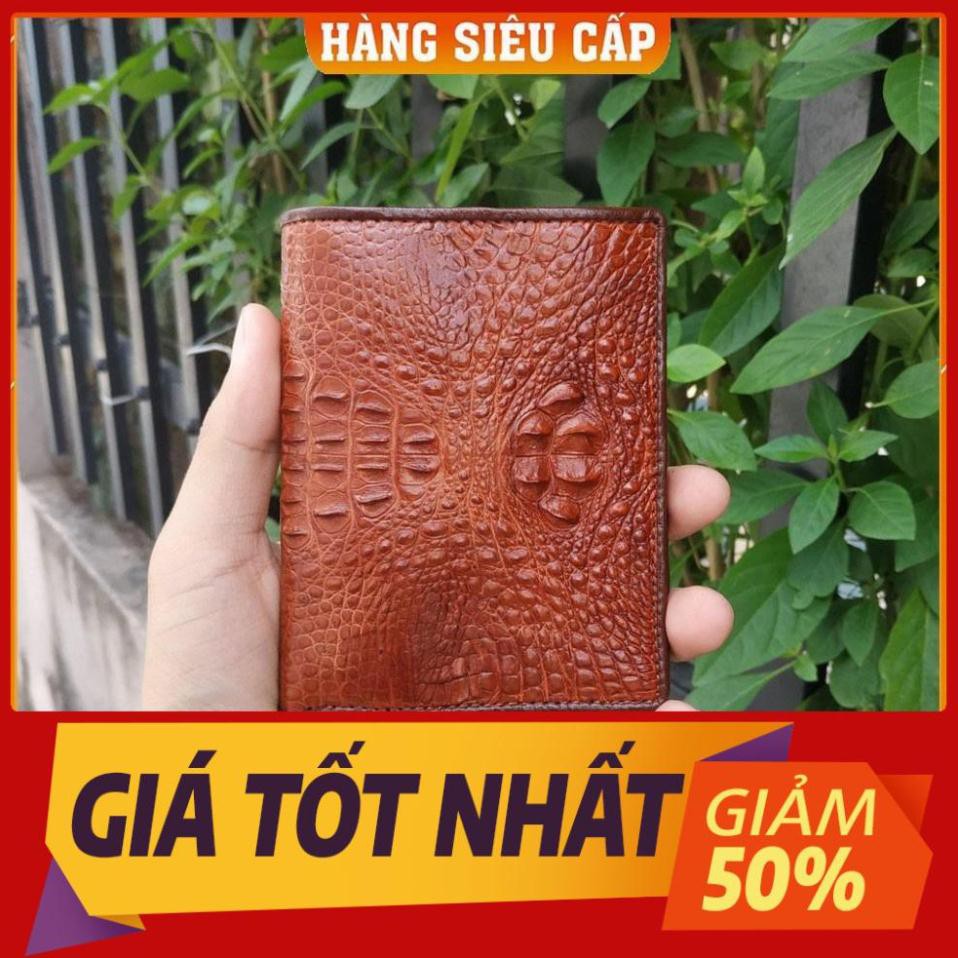 Thẻ BH 12 tháng [ Da Thật% ] -  VÍ CÁ SẤU 2 MẶT CAO CẤP. GÙ NGUYÊN CON NHỎ DÁNG ĐỨNG Hàng Cao Cấp, Rẻ, Đẹp