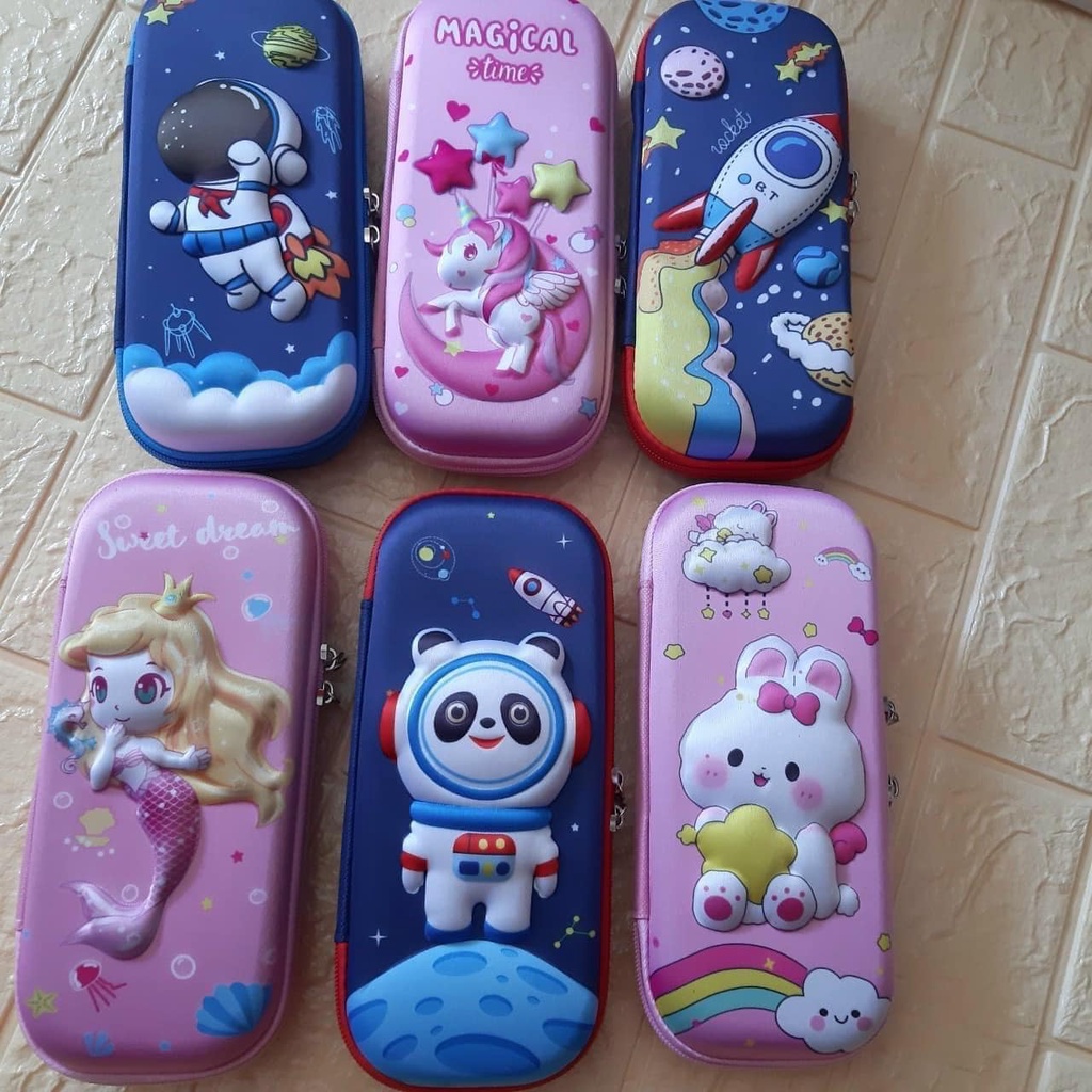 HỘP BÚT VÀI HÌNH NỔI 3D KÉO KHÓA SIÊU XINH CHO BÉ