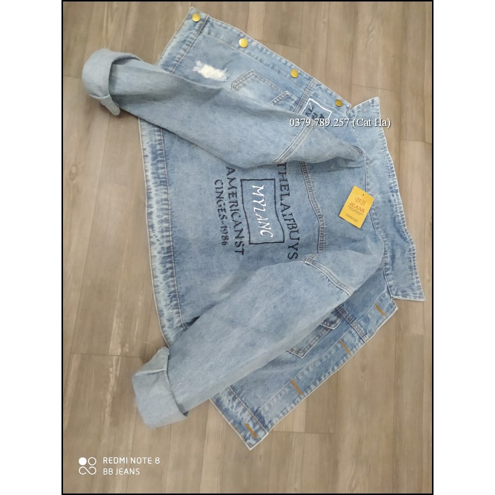 Aó khoác jean nữ xám xanh như hình form dưới 58Kg Mylanic BB23