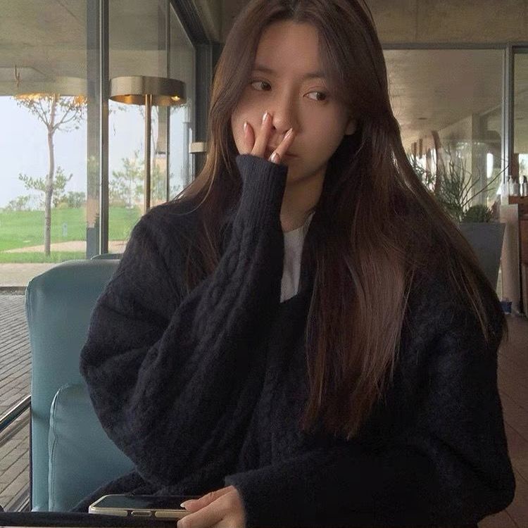 Áo dệt kim cổ chữ V dáng rộng thời trang thu đông phong cách Hàn Quốc cho nữ