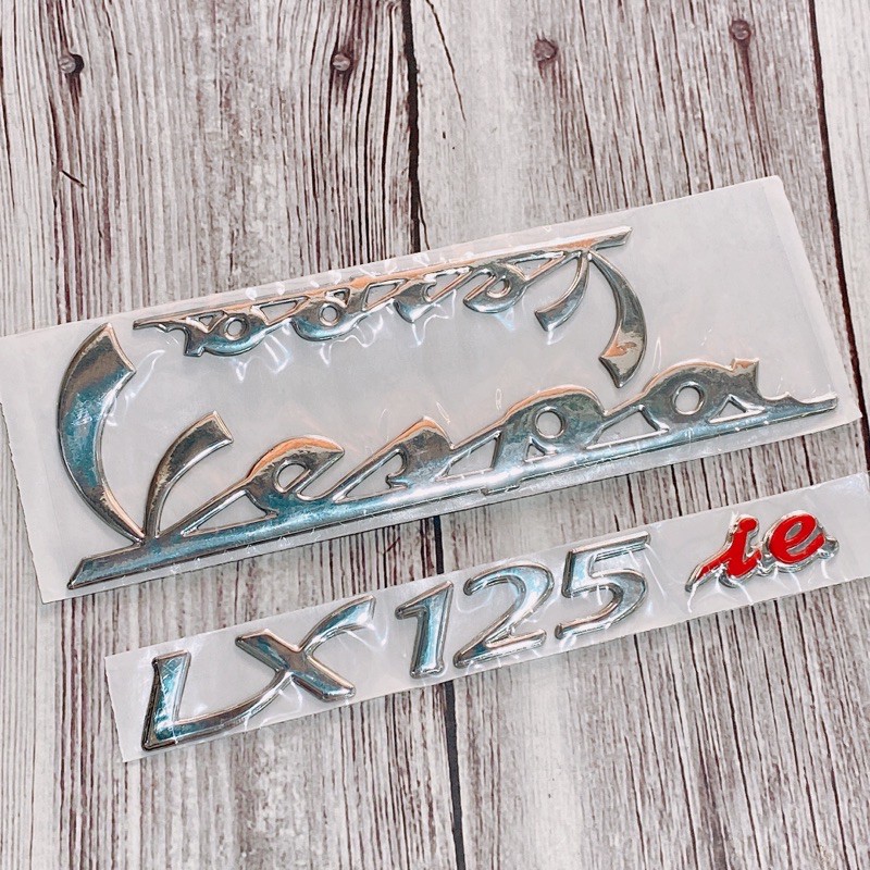 Bộ decal tem chữ nổi Vespa LX125 trắng &amp; đen hàng cao cấp chống thấm nước, chống bay màu