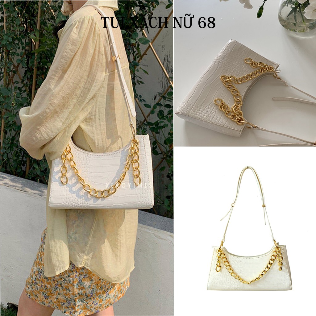 Túi Kẹp Nách Đeo Vai Khóa Kéo Vân Da Rắn Cực Đẹp