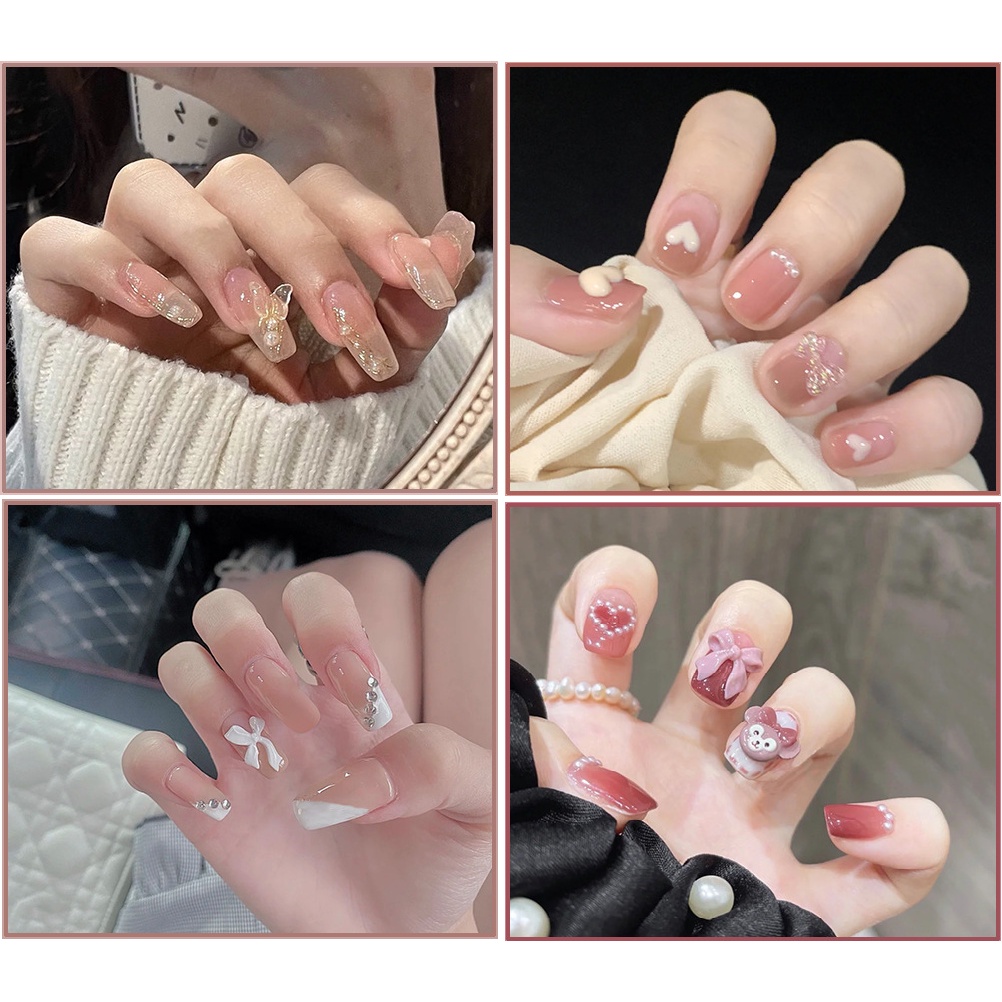 Móng giả đính đá bộ 24 móng /Kèm keo/ móng tay giả làm nail Z61-100