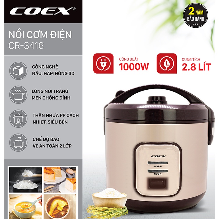 Nồi cơm điện cơ 2.8 Lít COEX CR-3416