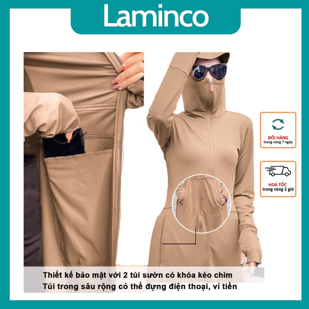 ▣﹍✤Áo chống nắng thông hơi 2 lớp cao cấp dáng dài thoáng khí có lưới co giãn làm mát UPF 50+ Laminco v100 | BigBuy360 - bigbuy360.vn