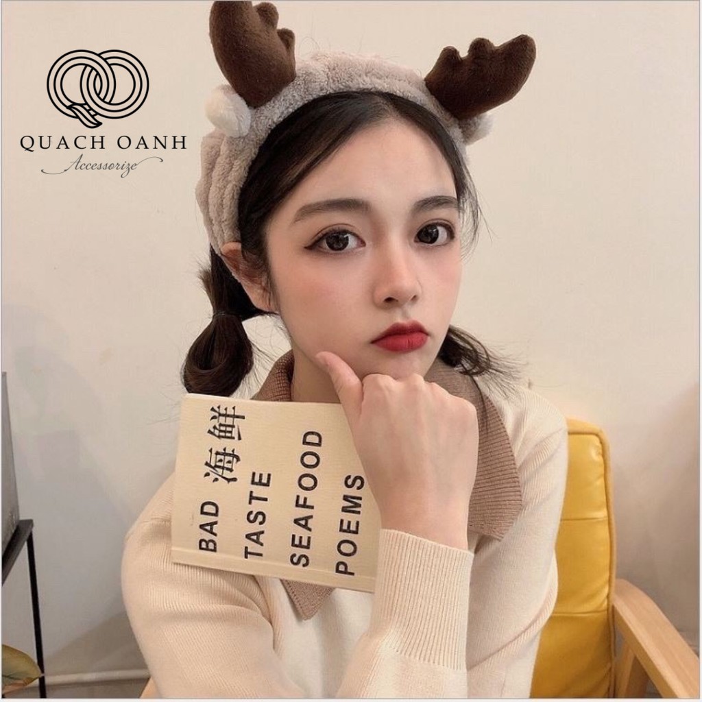 Băng đô sừng hươu vải nhung mềm mại, dễ thương - BD65