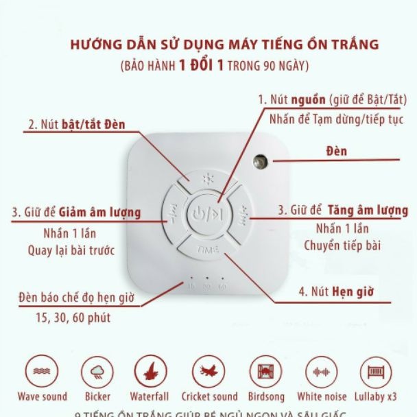 Máy Nghe Tiếng Ồn Trắng (Giúp bé ngủ ngon, sâu giấc)