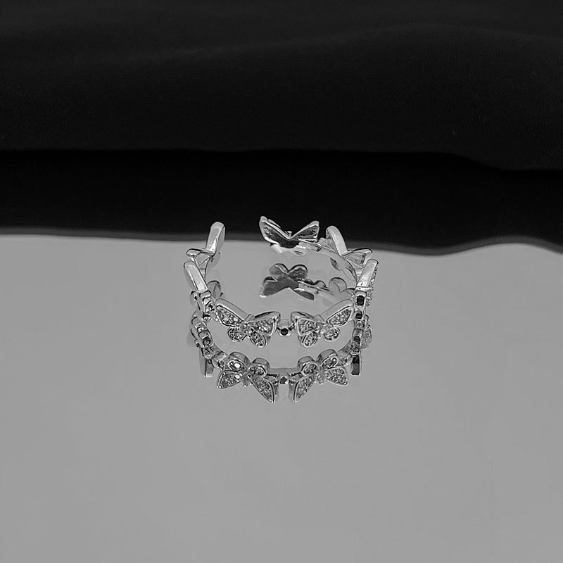 Nhẫn Hở Hình Nơ Đính Đá zircon Sang Trọng Cá Tính Hợp Thời Trang