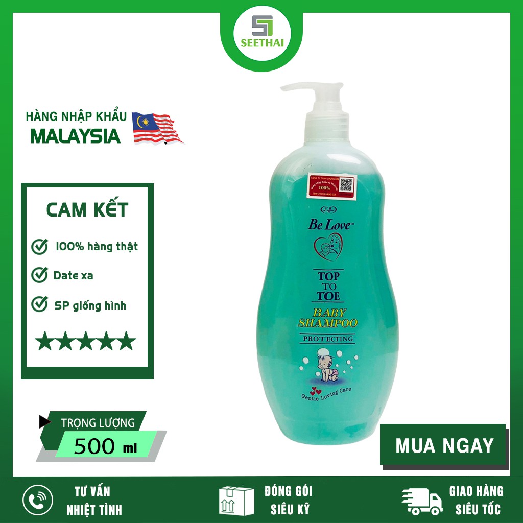 Sữa tắm gội toàn thân cho bé Be Love Protecting L'AFFAIR Malaysia 500ml - chai màu xanh - Baby shampoo