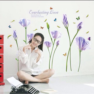 Decal dán tường hoa tím mới