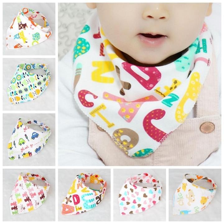 [BÁN LẺ CHIẾC] KHĂN YẾM TAM GIÁC cotton có cúc bấm cho bé yêu - Hàng cao cấp in họa tiết