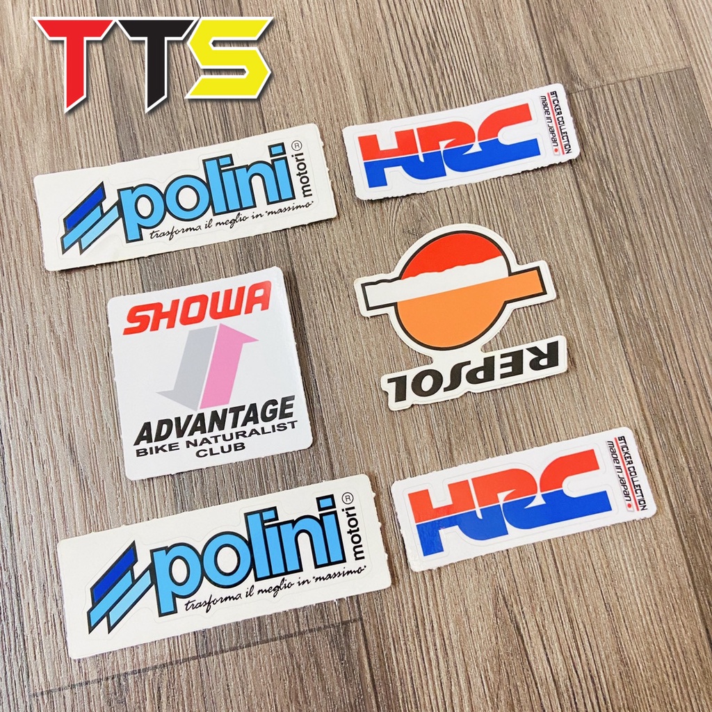 Tem logo nhựa pvc chống nước sử dụng dán trang trí xe máy, nón bảo hiểm SHOWA, POLINI, HRC, REPSON