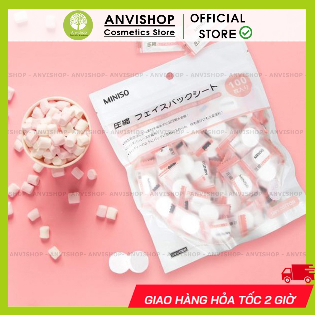 Combo 10 miếng mặt nạ giấy nén Miniso Nhật Bản