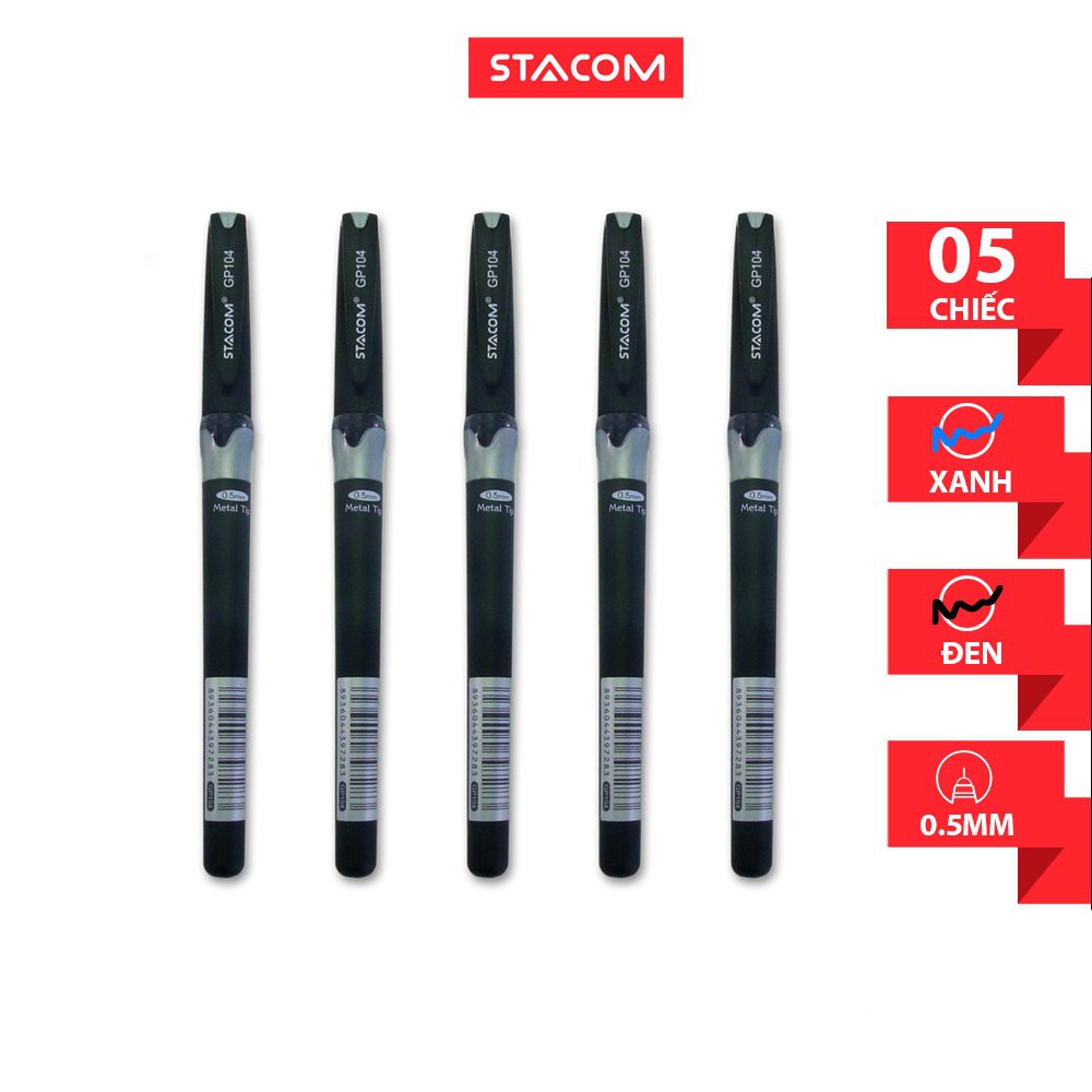 Bút bi mực gel đầu bi 0.5mm STACOM/GP104 mực xanh/đỏ/đen