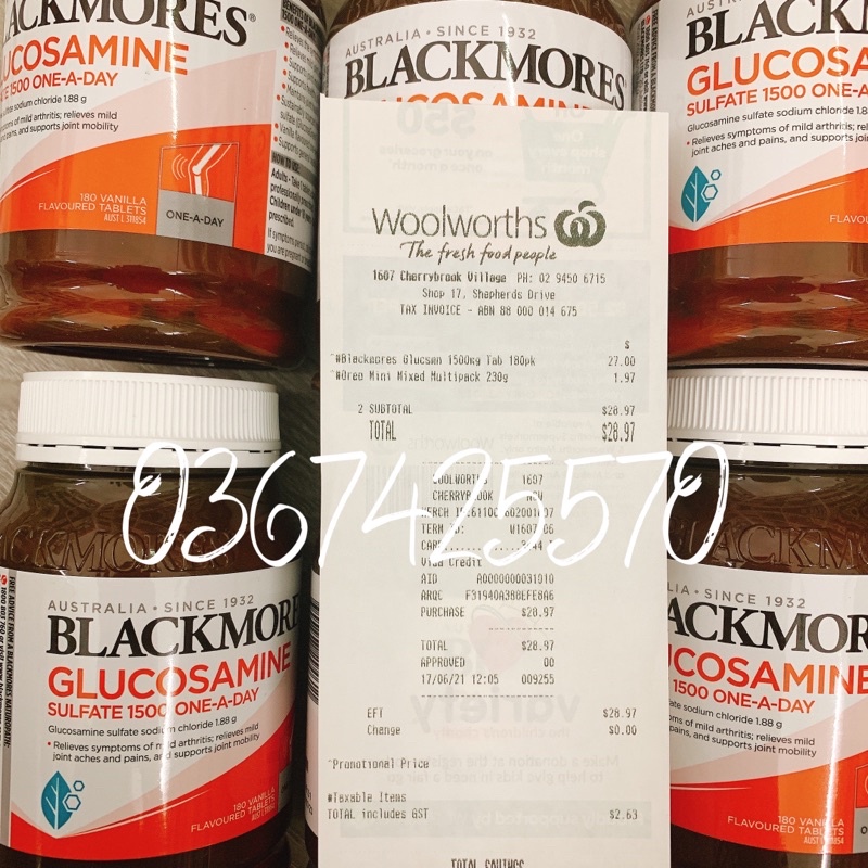 (date 2023/bill) Glucosamine Blackmores 180v, viên uống xương khớp