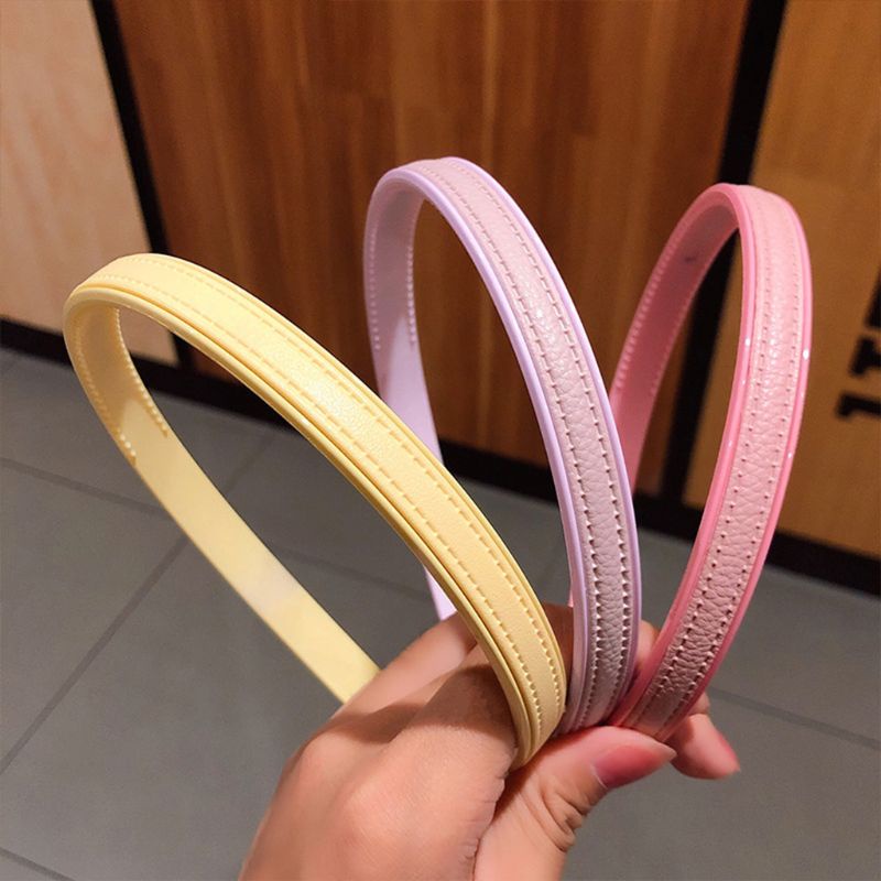 Băng Đô Cài Tóc Giả Da Bản Rộng Chống Trượt Màu Kẹo Macaron Phong Cách Hàn Quốc