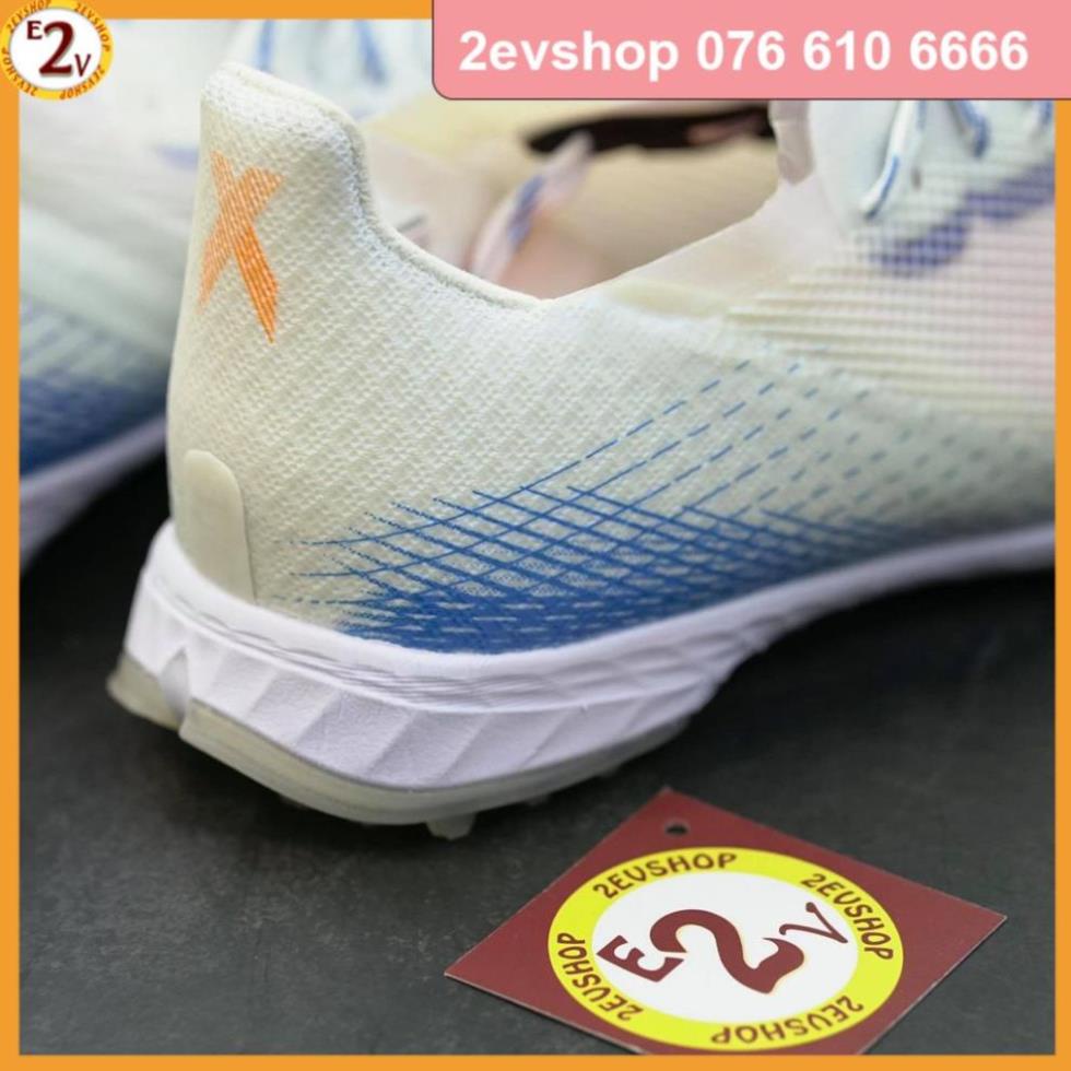 Giày Đá Bóng 𝗧𝗙 𝗔𝗱𝗶𝗱𝗮𝘀 𝗫 𝗚𝗛𝗼𝘀𝘁𝗲𝗱.𝟭 Trắng Xanh Cam Đã Khâu ! < @